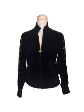 CENTRAL PARK Black Velvet Zip-Up Jacket Size PM